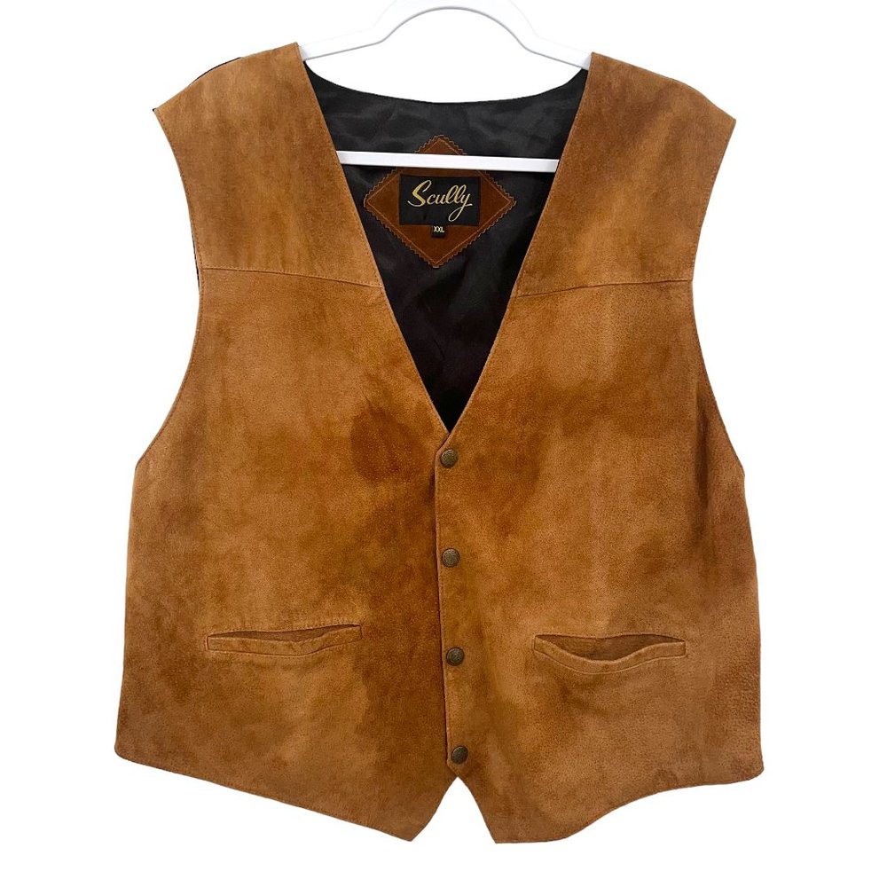 Scully Men's Genuine Leather Suede Vest With Black Satin Back XXL Western